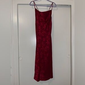 Red Floral Midi Dress